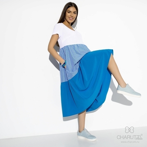 Платье Воздушная стихия (air blue). Состав: 80% п/э, 15% вискоза, 5% спандекс