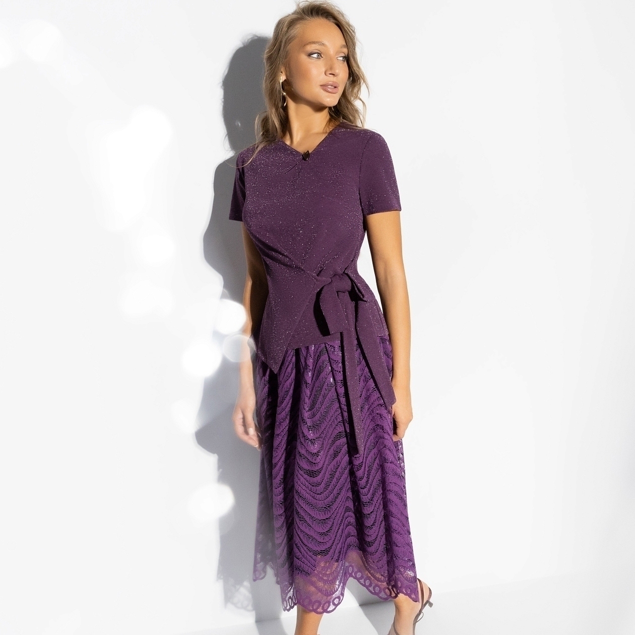 Больше чем стиль (2 в 1, фиолетовый). Купить женские костюмы & двойки оптом от производителя. Костюм с юбкой Больше чем стиль (2 в 1, фиолетовый). Состав: 95% п/э, 5% спандекс