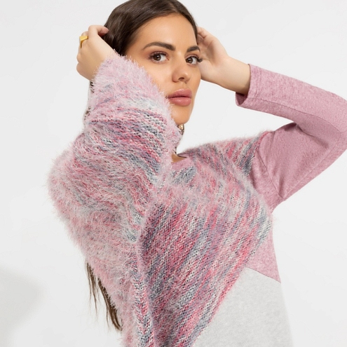 Туника Геометрия стиля (sweet rose). Состав: 65% п/э, 15% ангора, 15% акрил, 5% спандекс
