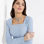 Блуза Аппетитные формы (небесный свет, с поясом). Состав: 60% полиэстер, 35% вискоза, 5% спандекс