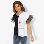 Футболка Загадочная собеседница. Состав: 65% п/э, 30% вискоза, 5% стрейч