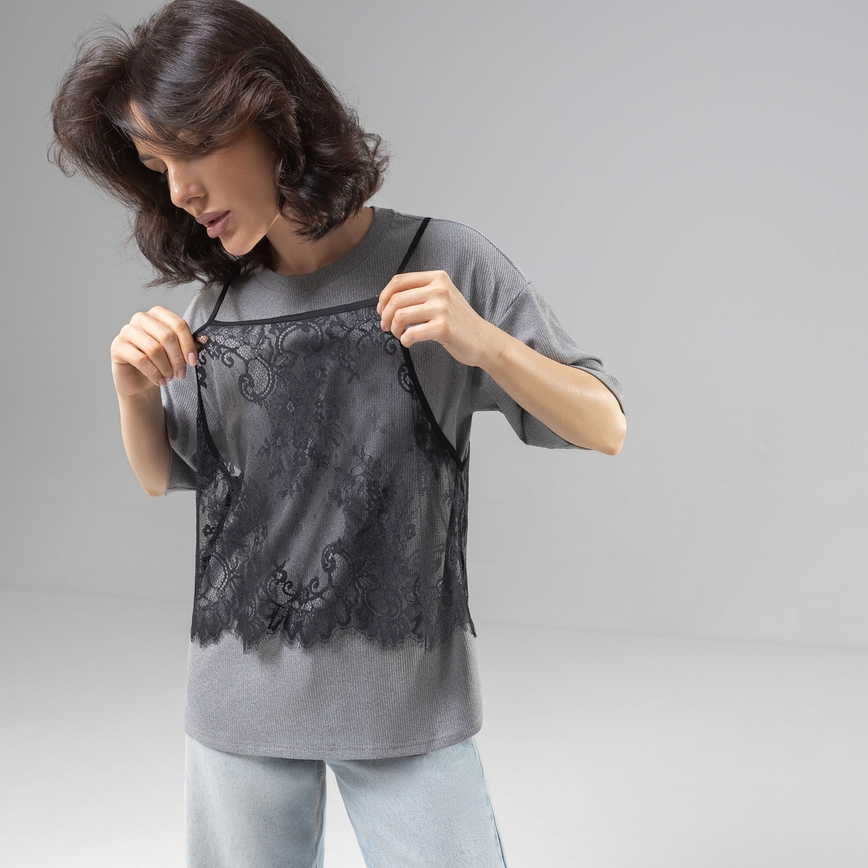 Футболка Модный тандем (2 в 1). Состав: 75% полиэстер, 20% вискоза, 5% спандекс