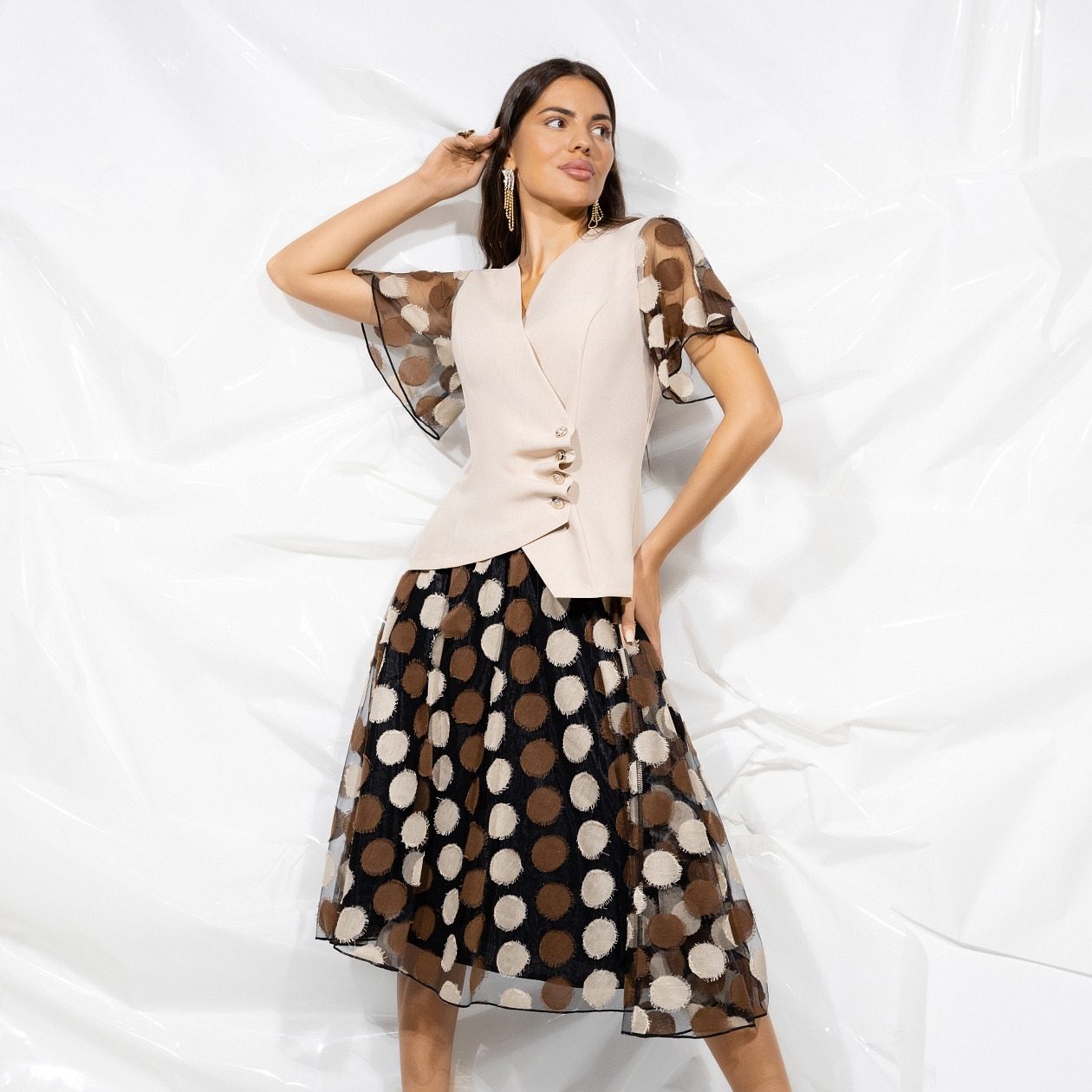 Костюм с юбкой Шаг к тебе (brown, 2 в 1). Состав: 90% полиэстер, 10% вискоза