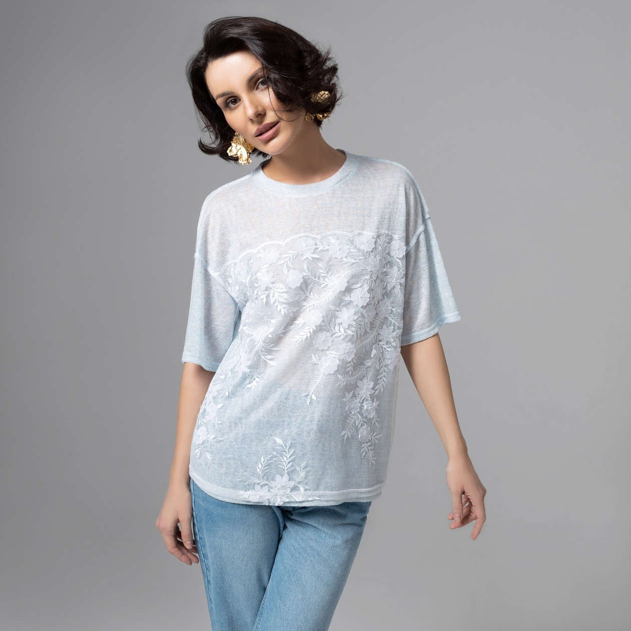 Футболка Буду тебе сниться (голубой меланж). Состав: 65% п/э, 30% вискоза, 5% спандекс