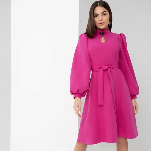 Платье Тонкость стиля (rose, с поясом). Состав: 95% п/э, 5% эластан