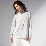 Свитшот комбинированный с кружевом Границы нежности (серый)