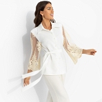 Жакет Даю автограф (айвори, с поясом). Состав: 95% п/э, 5% эластан