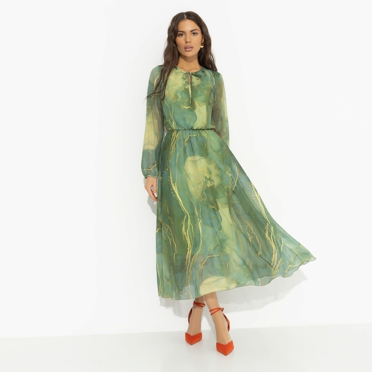 Летящие мгновения (green, new). Купить женские нарядные платья оптом от производителя. Платье Летящие мгновения (green, new). Состав: 100% полиэстер