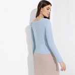 Блуза Аппетитные формы (небесный свет, с поясом). Состав: 60% полиэстер, 35% вискоза, 5% спандекс