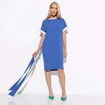 Платье Открытые границы (blue, с поясом). Состав: 80% п/э, 15% лен, 5% эластан