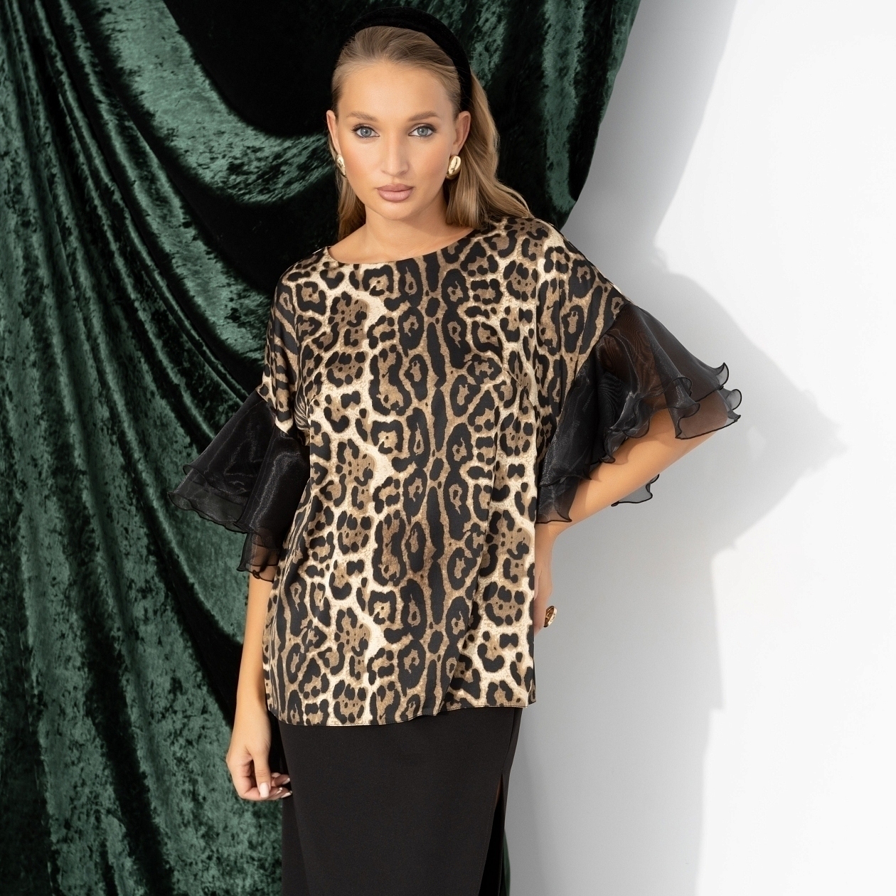 Блуза Молниеносная влюбленность (леопард). Состав: 100% полиэстер