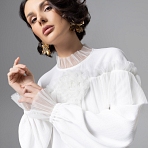 Блуза Мелодия сердца (белая). Состав: 75% полиэстер, 20% вискоза, 5% спандекс