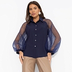 Блуза комбинированная с органзой Теория красоты (синяя туманность)