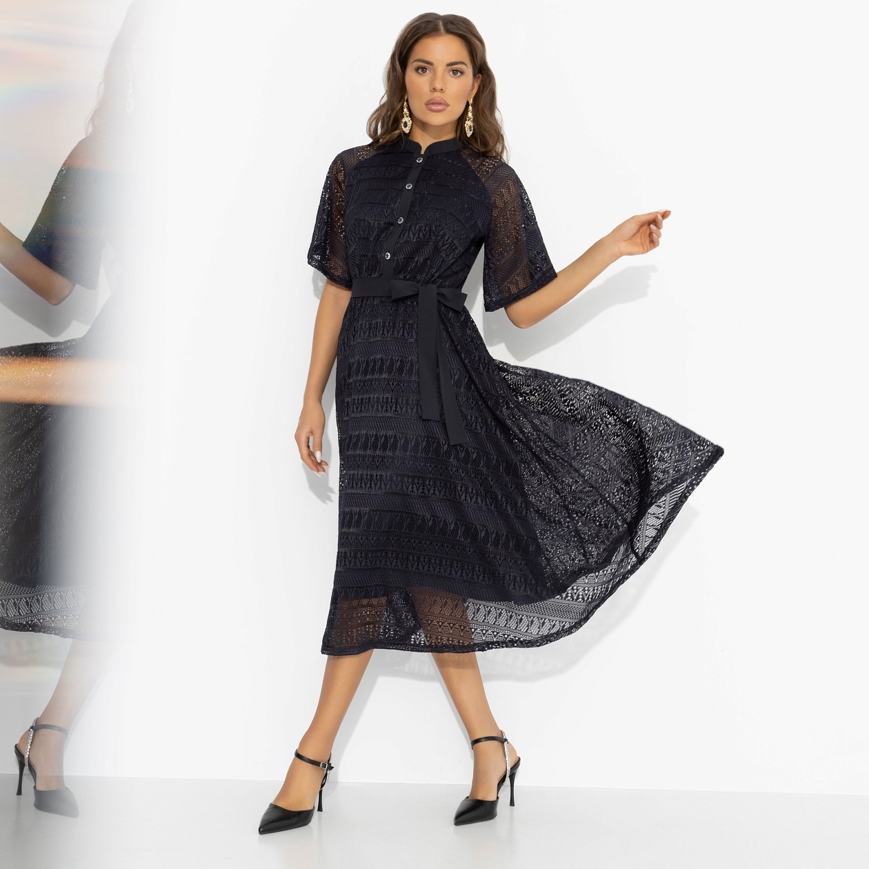 Платье Моя итальянская история (таинство, с поясом). Состав: 90% полиэстер, 8% нейлон, 2% спандекс