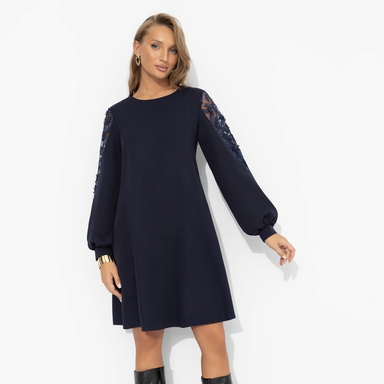 Платье Секрет любви (синее). Состав: 95% п/э, 5% эластан