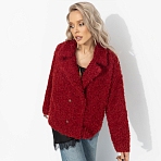 Полупальто с акцентным подкладом Слишком заметна (красный закат, oversize, 50-56)