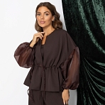 Брючный костюм Серьезная леди (2 в 1, брауни). Состав: 95% п/э, 5% эластан