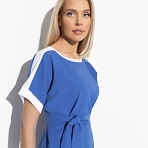 Платье Открытые границы (blue, с поясом). Состав: 80% п/э, 15% лен, 5% эластан