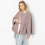 Жакет-кейп на подкладе Яркий эффект (вереск, с поясом)