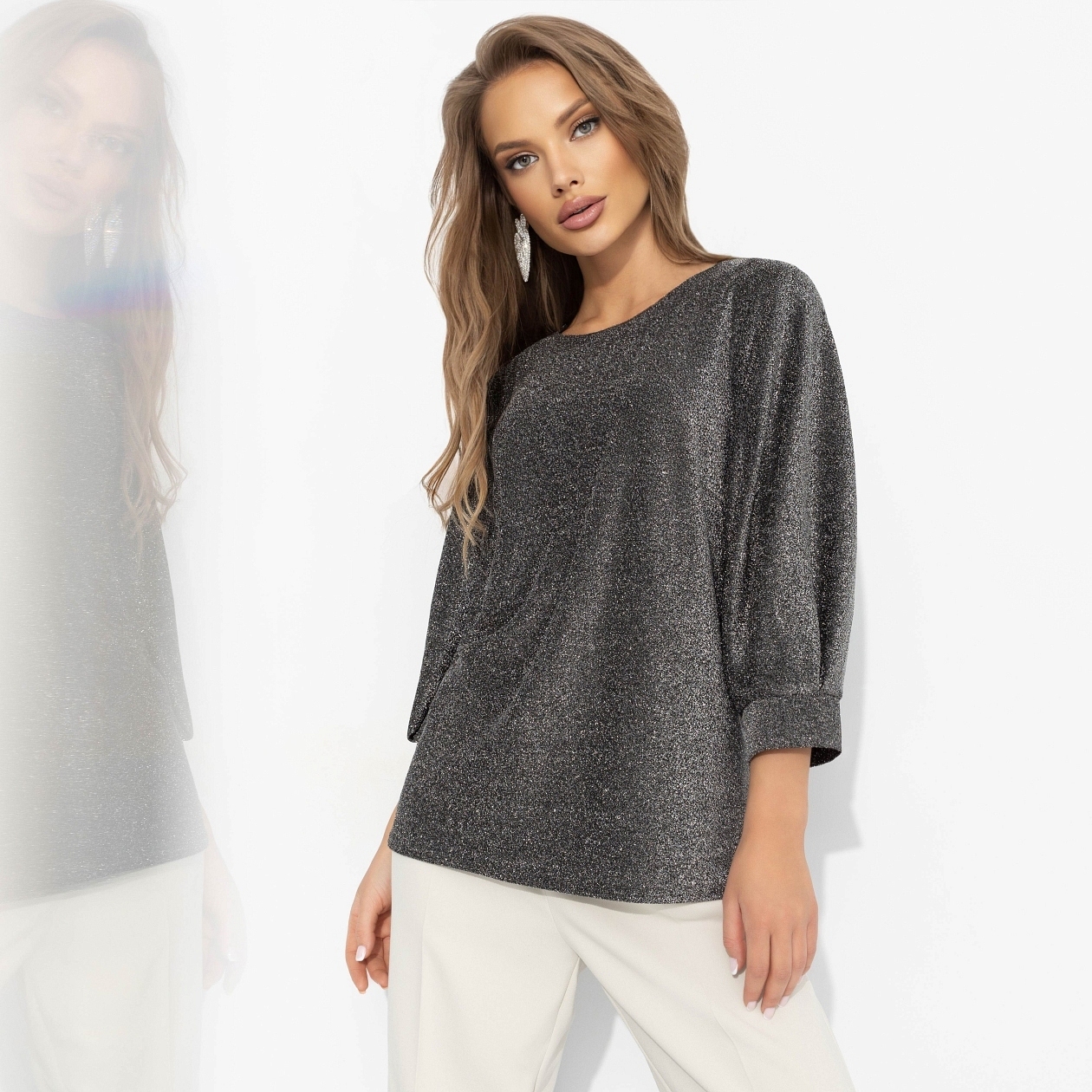 Блуза Предвкушение встречи (блеск). Состав: 95% п/э, 5% эластан