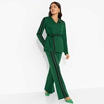 Брючный костюм из трикотажа Личное превосходство (изумруд, 2 в 1, с поясом)