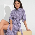 Платье Серьезный аргумент (violet, с поясом). Состав: 100% хлопок