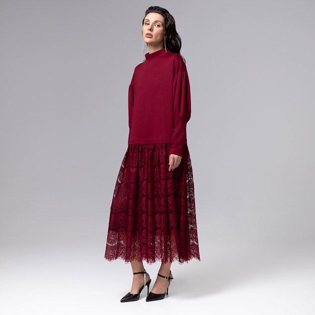 Платье История в кружевах (бордо)