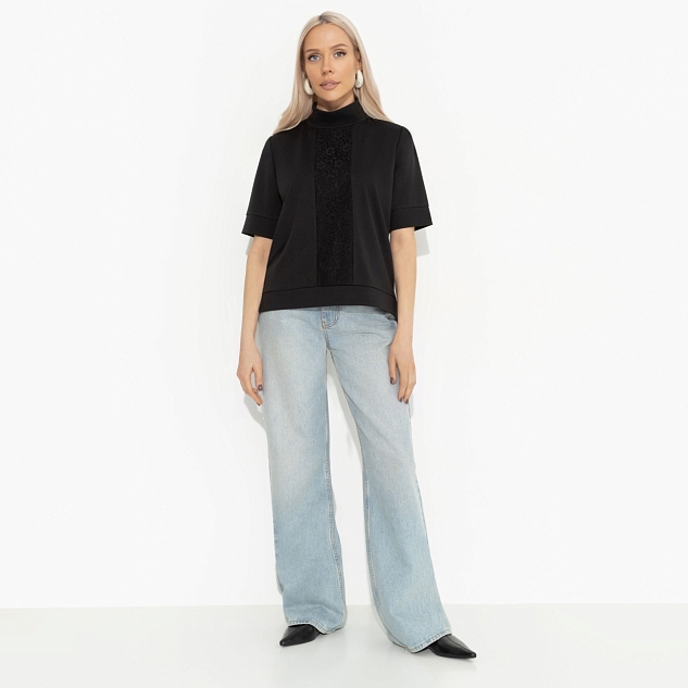 Водолазка Фирменное приветствие (черная, со вставкой)