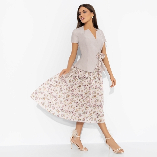 Костюм с юбкой Актуально сегодня (2 в 1, бежевый)