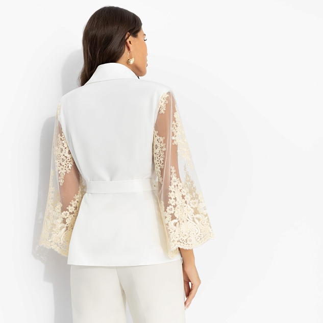 Жакет Даю автограф (айвори, с поясом)