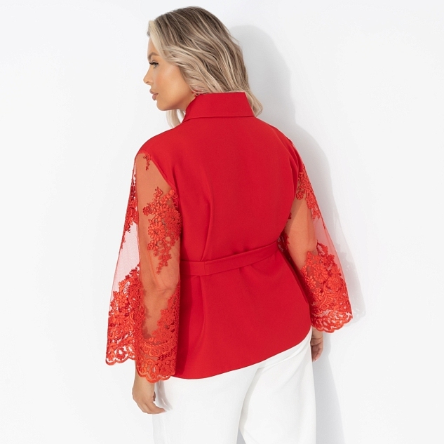 Жакет Даю автограф (алый, с поясом)