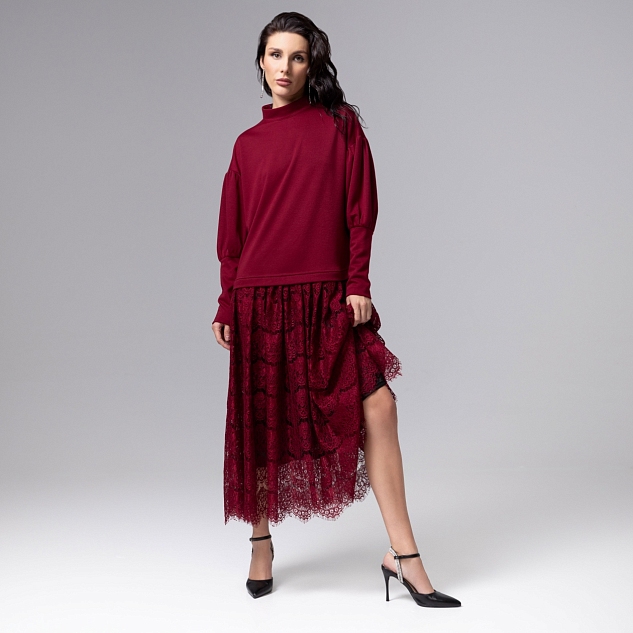 Платье История в кружевах (бордо)