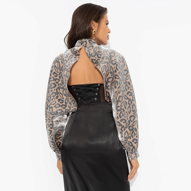 Болеро Деловой взгляд (леопардовое, с брошкой)