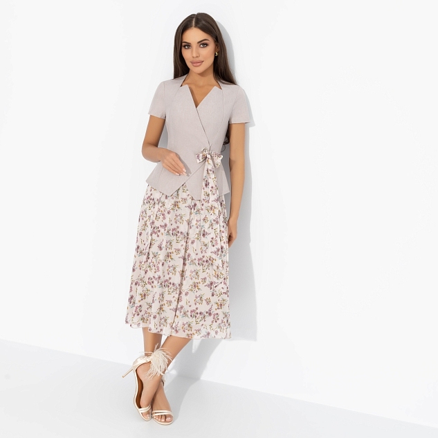 Костюм с юбкой Актуально сегодня (2 в 1, бежевый)