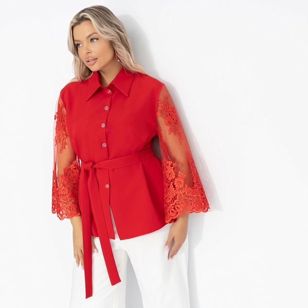 Жакет Даю автограф (алый, с поясом)