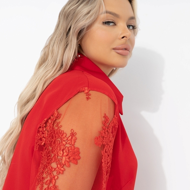 Жакет Даю автограф (алый, с поясом)