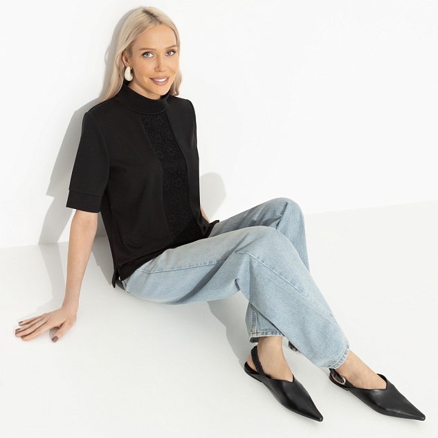 Водолазка Фирменное приветствие (черная, со вставкой)